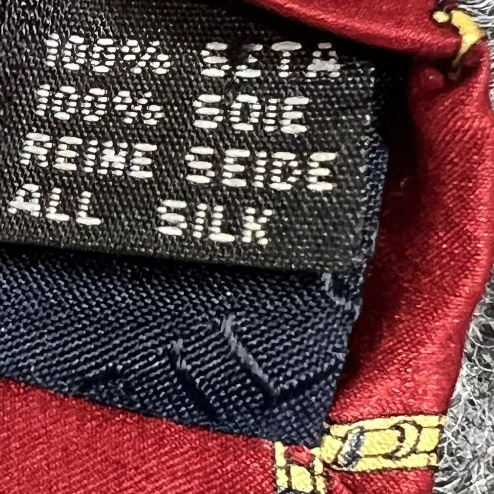 Dunhill Silk Necktie Red Equestrian Buckle Harness Horse Tack Tie 56”‎ X 4” VTG